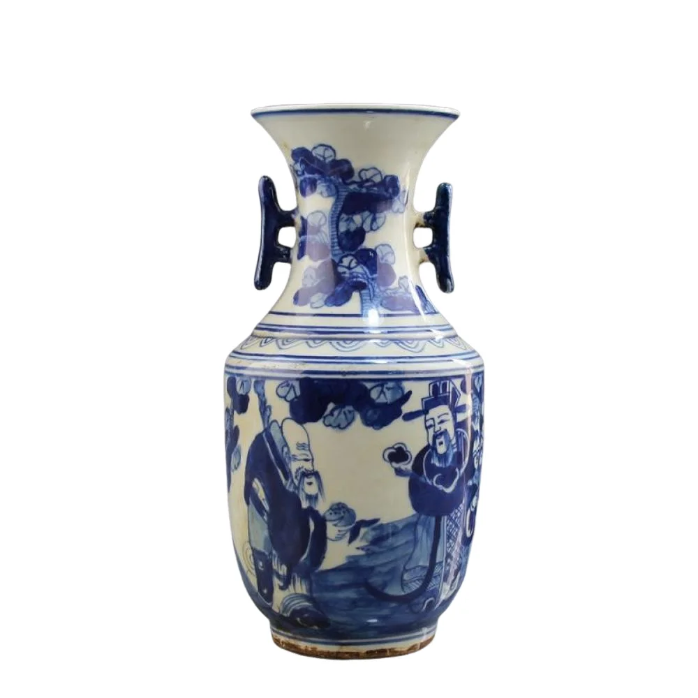 

Porcelain Blue And White Lucky Star Longevity Star Double Ear Vase Living Room Decoration Jingdezhen Porcelain Handicraft Gift