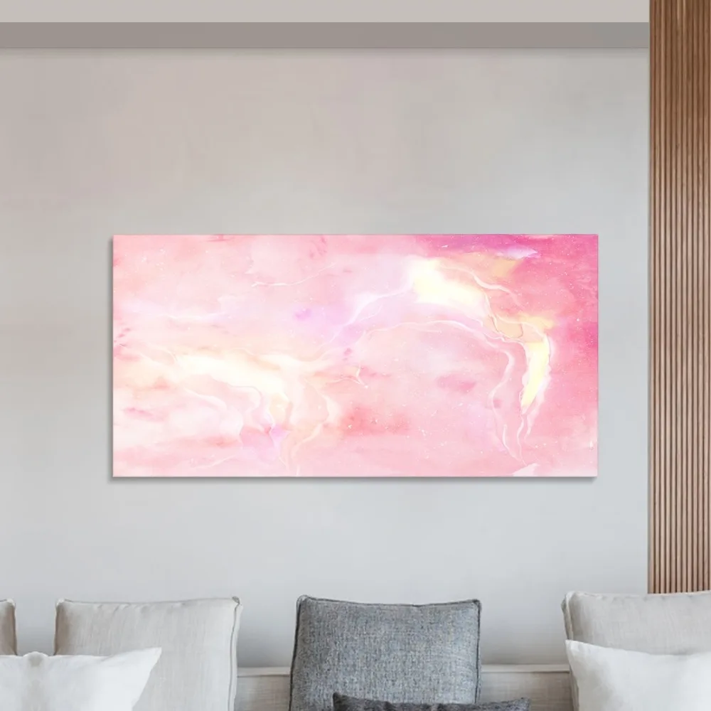 

Watercolor Canvas Wall trim - 1.5 "solid wood frame, vibrant powder with peach swirl design, suitable for interior decoration