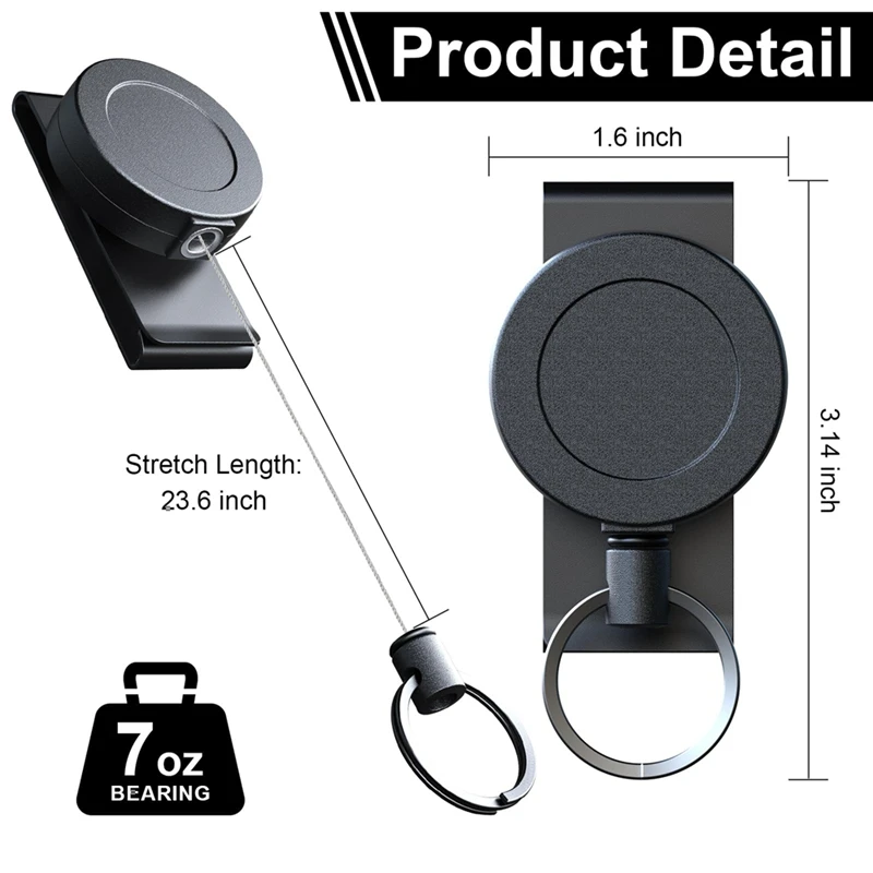 Новый сверхмощный выдвижной брелок с зажимом для ремня, 360° °   Выдвижной брелок для тяжелых условий эксплуатации с тросом и кольцом для ключей