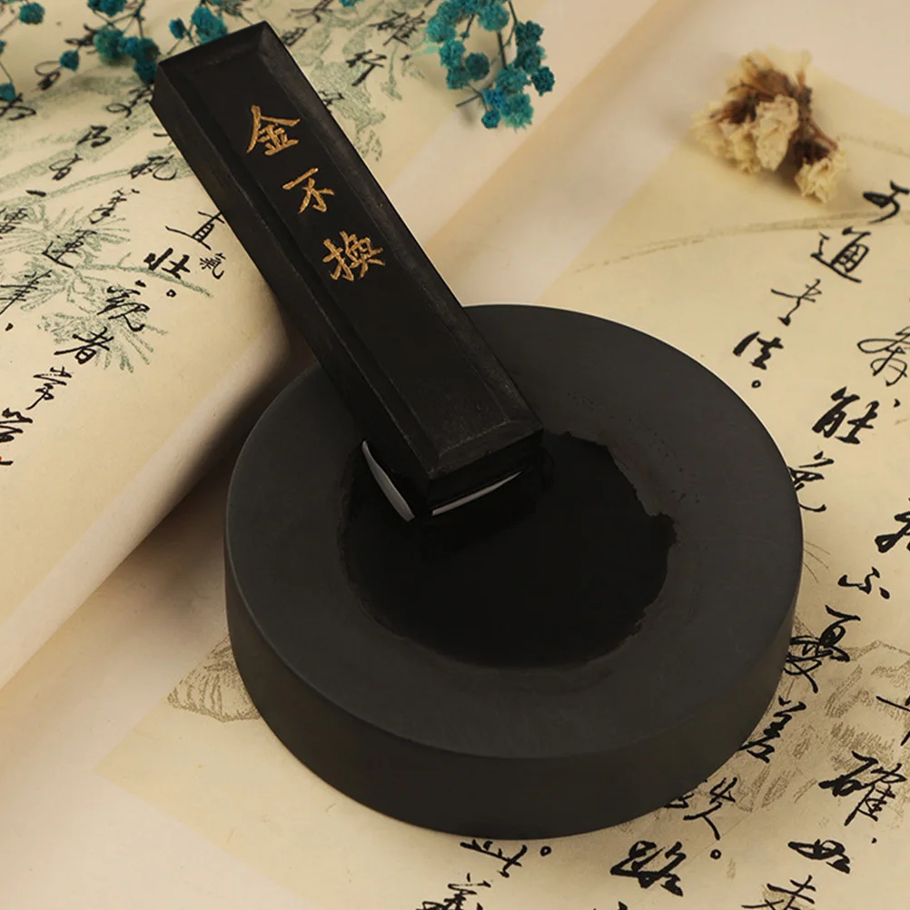 

4 Inches Durable Calligraphy Inkstone Round Practical Ink Grinding Stone Creative Calligraphy Painting Tool Chinese Traditional