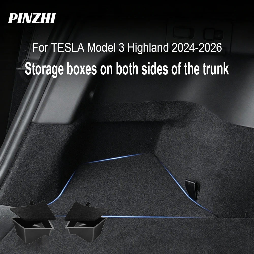 

Органайзер для багажника Tesla Model 3 Highland 2023-2026: Водонепроницаемые боковые отсеки (левый/правый) с крышками и ковриками для хранения