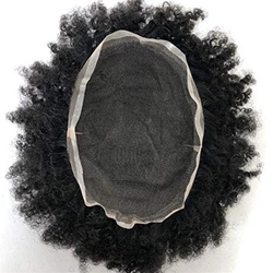 Perruque de Cheveux Bouclés Afro pour Homme, Prothèse Capillaire Masculine Respirante, 15mm, Système Capillaire