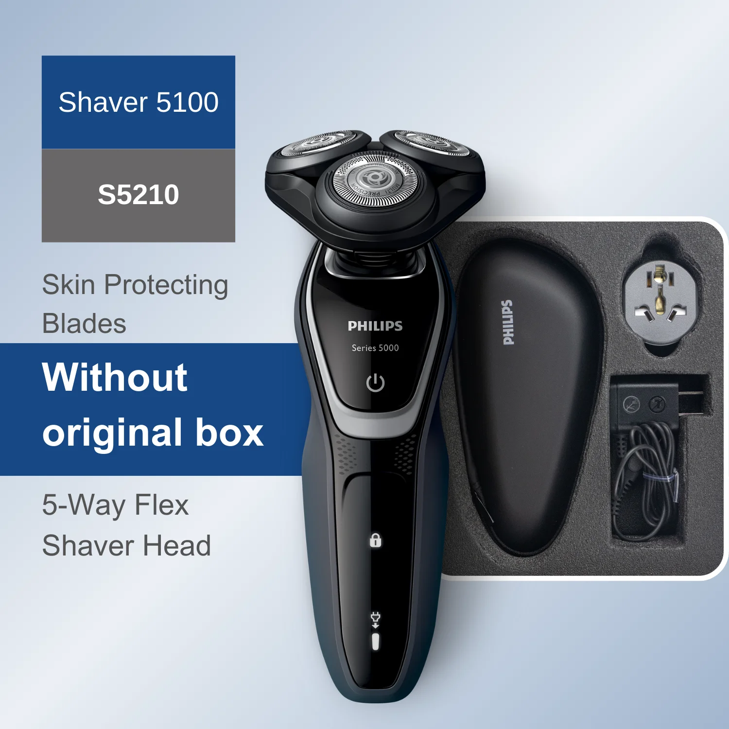 Philips Norelco Razor Shaver Series 5000 S5210, Wet & Dry, No Original Packaging, Quick Charge