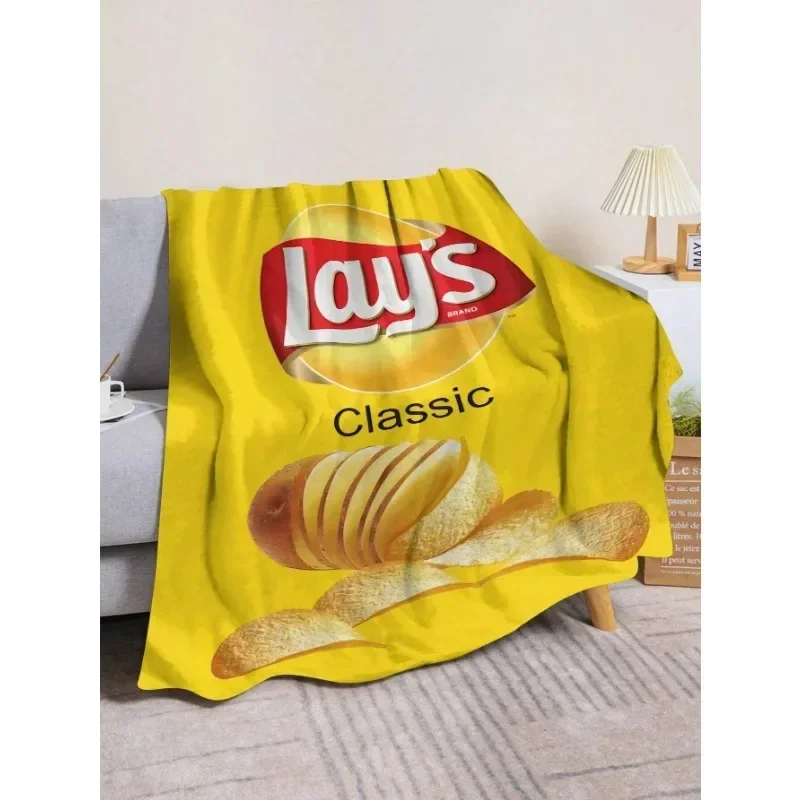 Potato Chips Design Soft Flannel Throw Blanket for Sofa Bed Nap Office Camping  Home Textiles