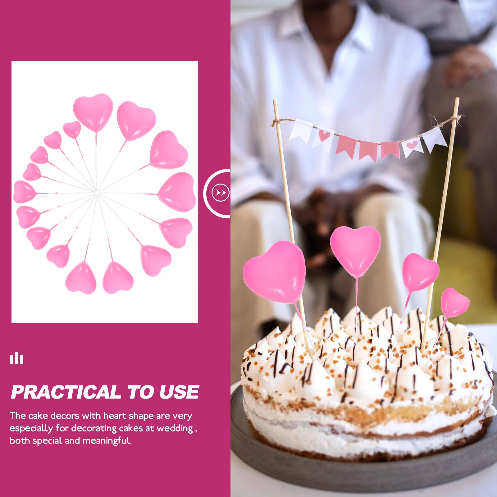 

20Pcs Heart Cake Insert Toppers Wedding Cupcake Picks Party Cake Decorations Delicate Dessert Picks Topper