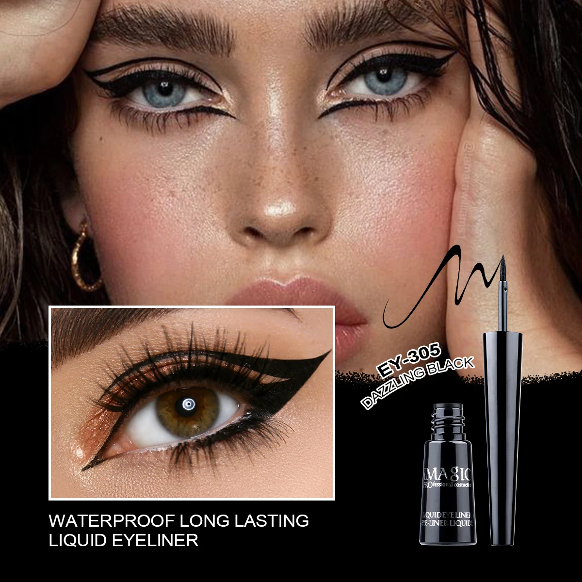 IMAGIC 1PCS Pro Eyeliner Waterproof Liquid Type Makeup Eye Liner Nature Long Lasting For Women Beauty Cosmetics