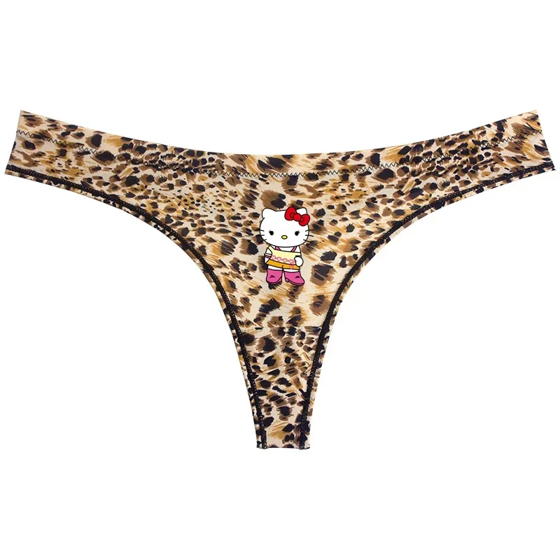 Sanrio Anime Hello Kitty Sexy Underpant Leopard Underwear Quick-drying Lightweight Seamless Thong Kawaii Birthday Gift