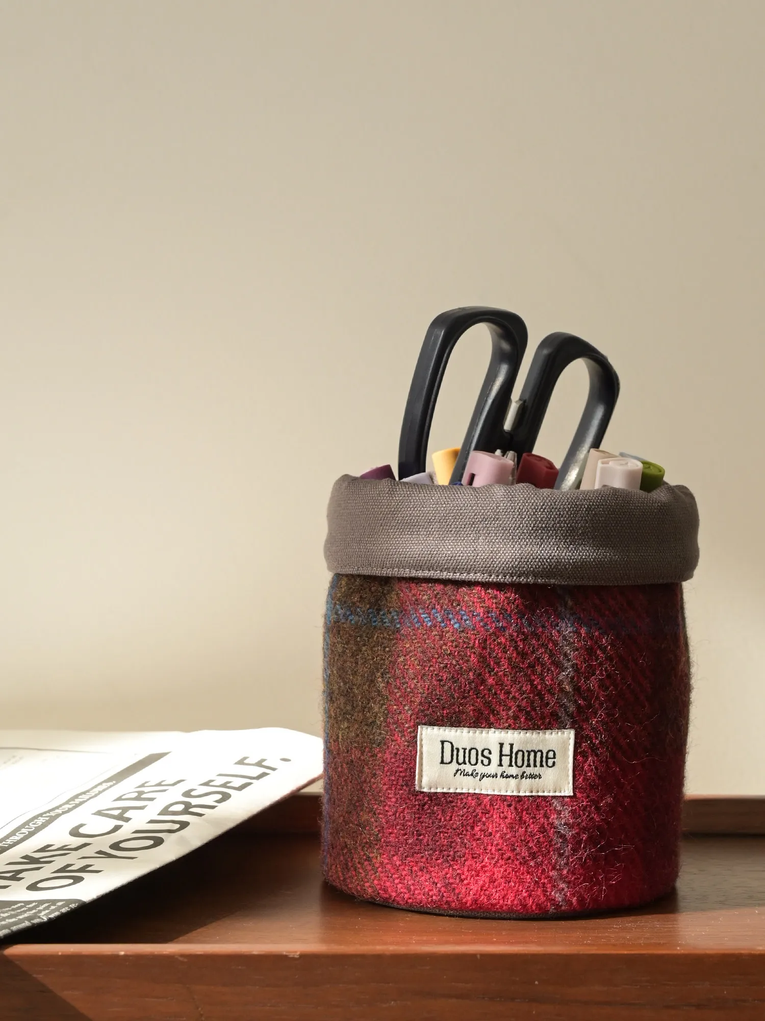 

Тканевая корзина для хранения в ретро-стиле для ручек, кистей для макияжа и канцелярских принадлежностей, настольный органайзер большой вместимости 11/13