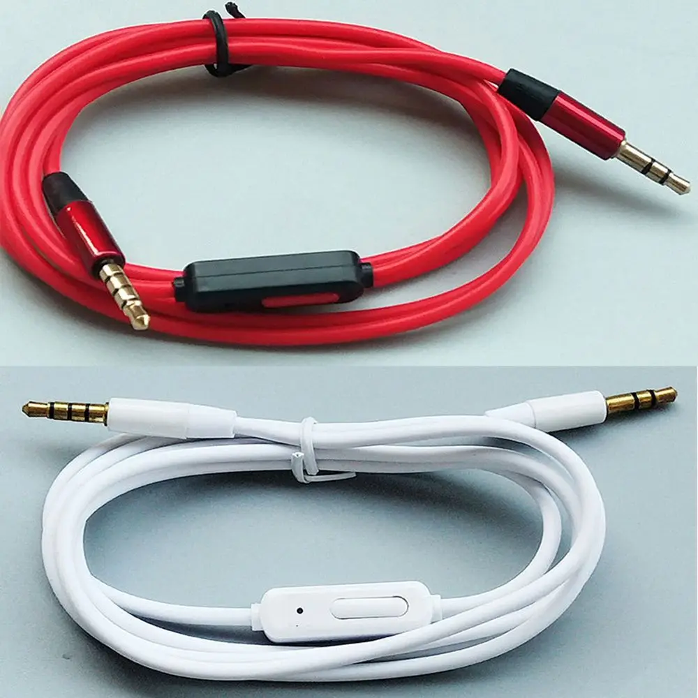 1.2m Audio Cable 3.5mm Jack Stereo Aux Cord Line Male to Male with Mic Volume Control for Headphone Car Speaker