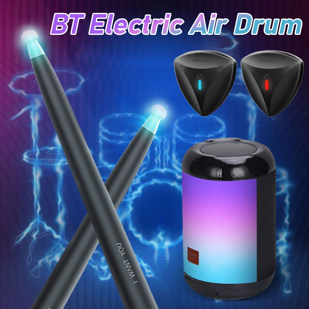 

BT Electric Air Drum Set Air Electronic Drum with Drumsticks Foot Pedals Air Drum for Beginners Kids Children Adults Practice