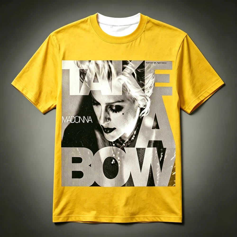 Unisex Madonna Take A Bow Album Cover Graphic T Shirt Short Sleeve Crew Neck Vintage Music Casual Streetwear Tee for Men Women