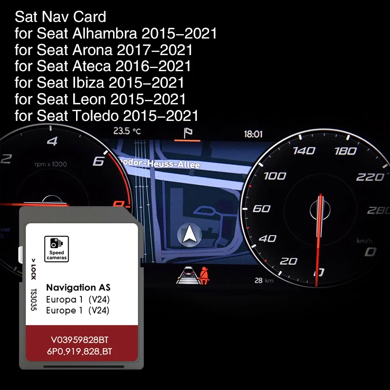AS V24 MIB2 SD-Karte 2026 SD-Karte Navi EU-Karte für Seat Leon Ateca Ibiza Toledo Alhambra Auto