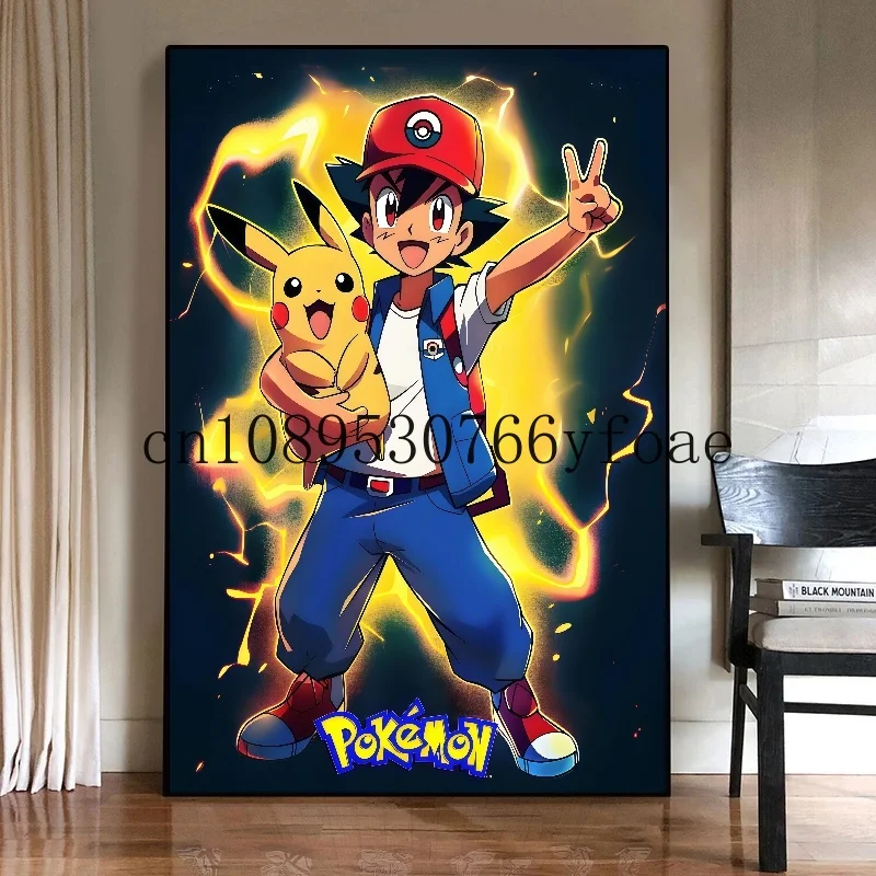 日本の古典的なアニメポケモンキャンバス絵画サトシポスターとプリント水彩壁アート画像家の装飾子供のギフト