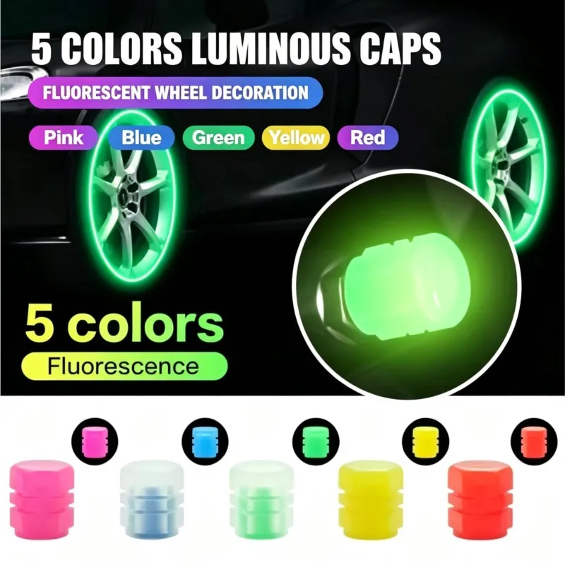 4Pcs Upgraded Luminous Tire Valve Cap, Fluorescent Tire Valve Core Cap,Suitable For Lincoln Nautilus Aviator Navigator MKZ MKX