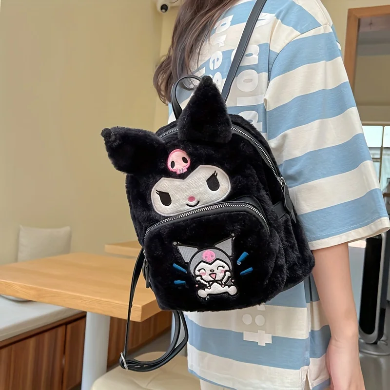 Miniso Leuke Hello Kitty Rugzak Dames Schooltas Cartoon Pluche Handtas Mini Harige Rugzak Speelgoed Witte Draagbare Tas Meisjes Cadeau