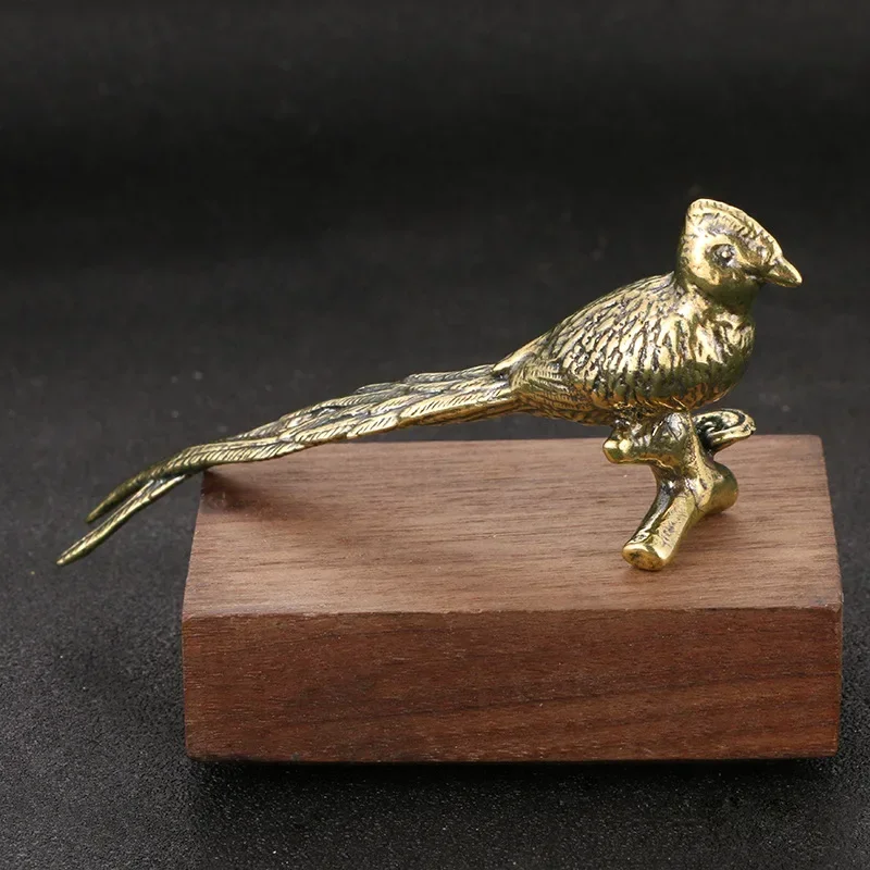 

Vintage Brass Long-tailed Pheasant Statue Desktop Ornament Bird Animal Figurines Home Decorations Living Room Crafts Collections