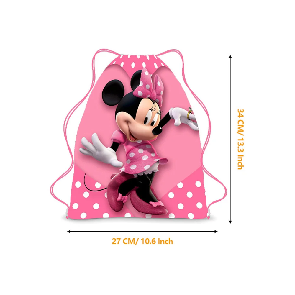 Disney-mochila de Mickey Mouse para niños y niñas, bolsa de almacenamiento portátil de dibujos animados de Minnie, bolsa con cordón, bolsa Kawaii