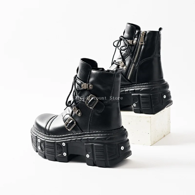 Damen Herbst Stiefeletten, Bottes Femmes, Stiefel 2025, Frau, Botines De Mujer Gothic Stiefel Dicke Basis Höhe Erhöhen