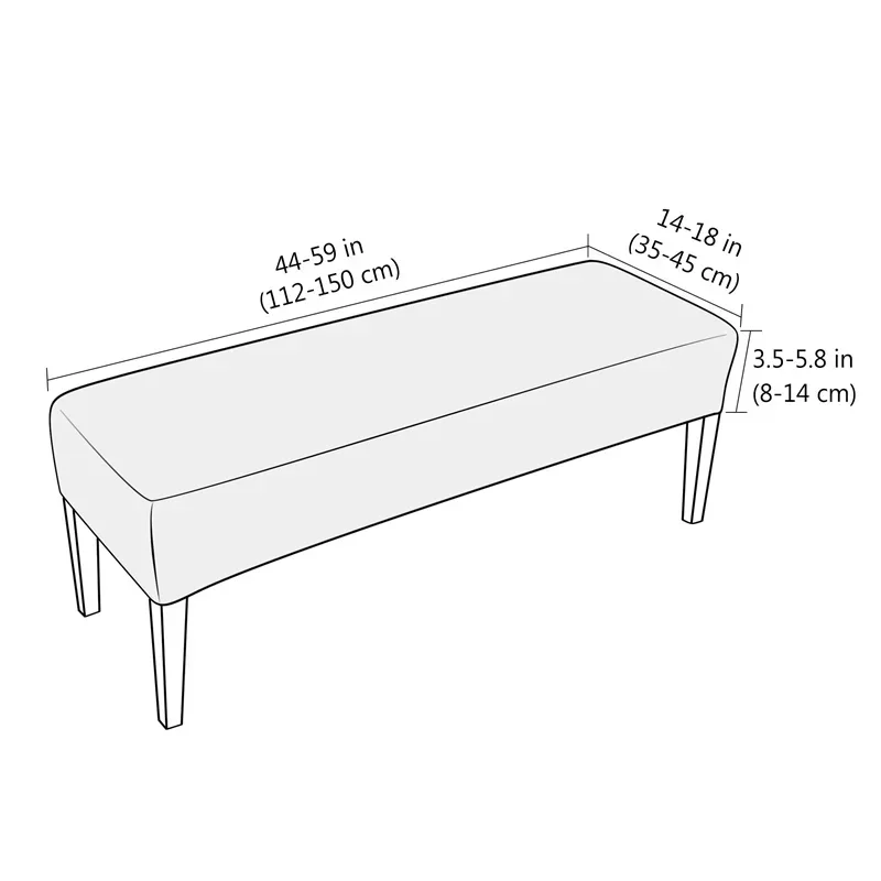 Polar Fleece Long Bench Cover Stretch Piano Stool Slipcovers Rectangle Bench Dust Covers for Bedroom Living Room Home Decor
