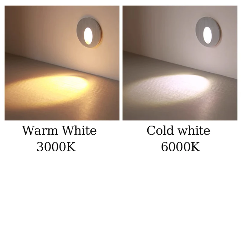 Recessed Led Wall Lamp 1W 3W Stair Case Lights AC85-265V Step Lamp Corridor Lighting Indoor Wall Footlight DC12V