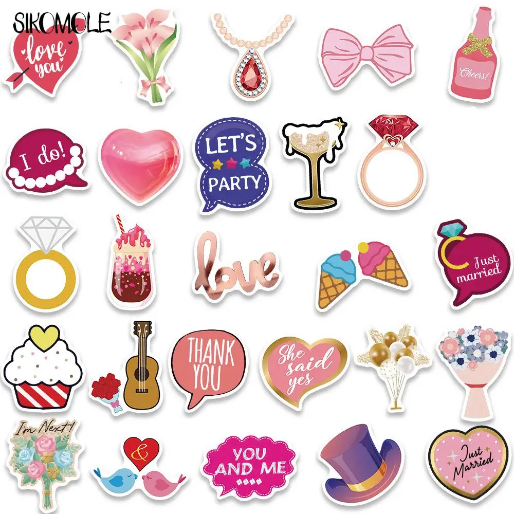 10/30/52PCS san valentino matrimonio amore adesivi Kawaii fai da te per bambini viaggio bagagli chitarra Skateboard Graffiti Sticker decalcomanie