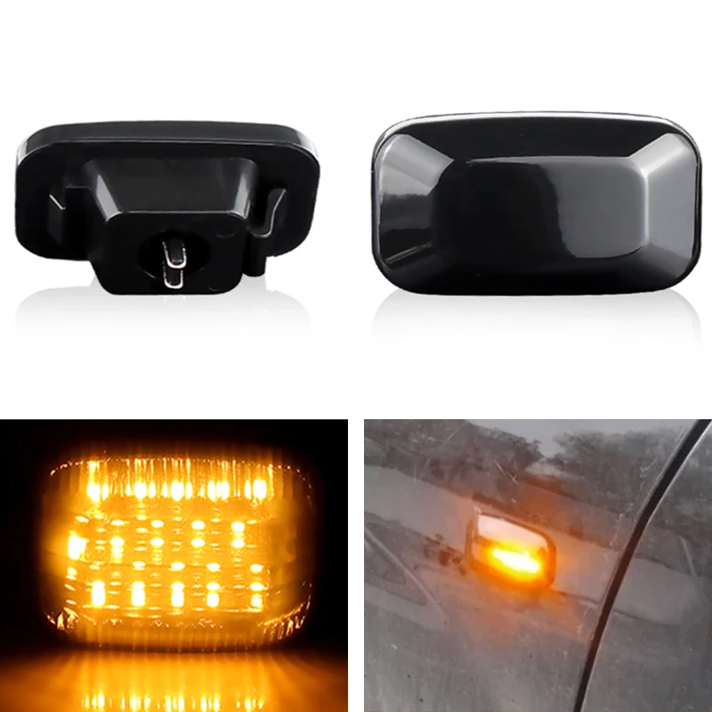 2pcs Dynamic Amber LED Side Marker Turn Signal Indicator Lights Panel Lamps for Toyota Land Cruiser 70 80 100 HILUX Car Lights
