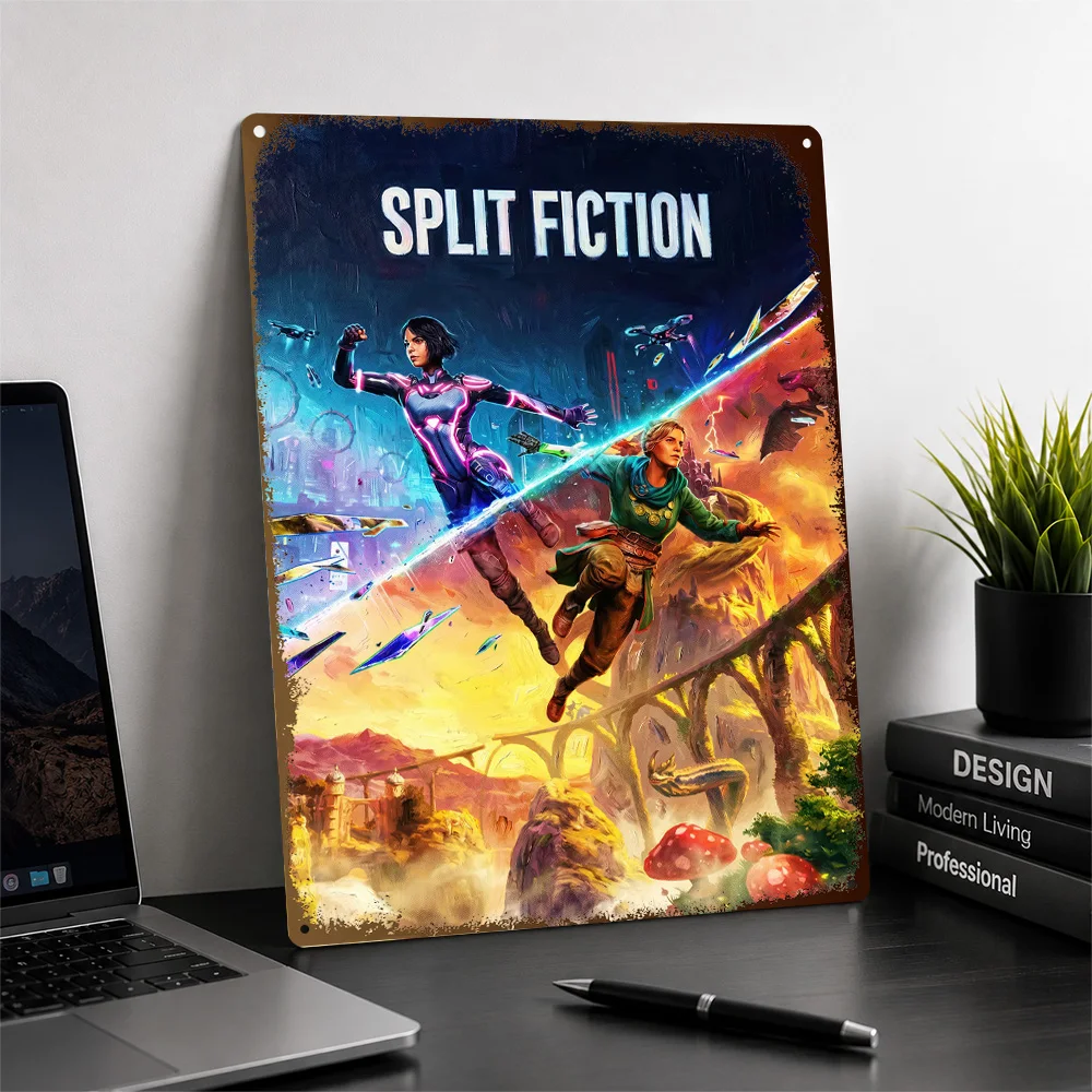 Split Fiction Sci-Fi Fantasy Textured Poster Customized Metal Tin Sign Atmospheric Character Style Wall Art Chosen By Dreamers