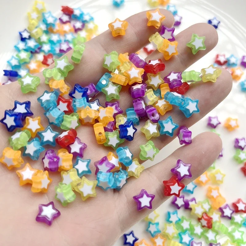 100Pcs 10mm pearl in pearl color Pentagram acrylic loose spacer bead for jewelry making DIY bracelet matching