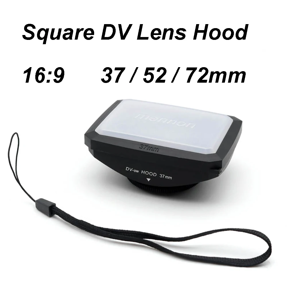 Square 16:9 DV Lens Hood MENNON Universal for DV Camcorder lenses thread size 37mm / 52mm / 72mm