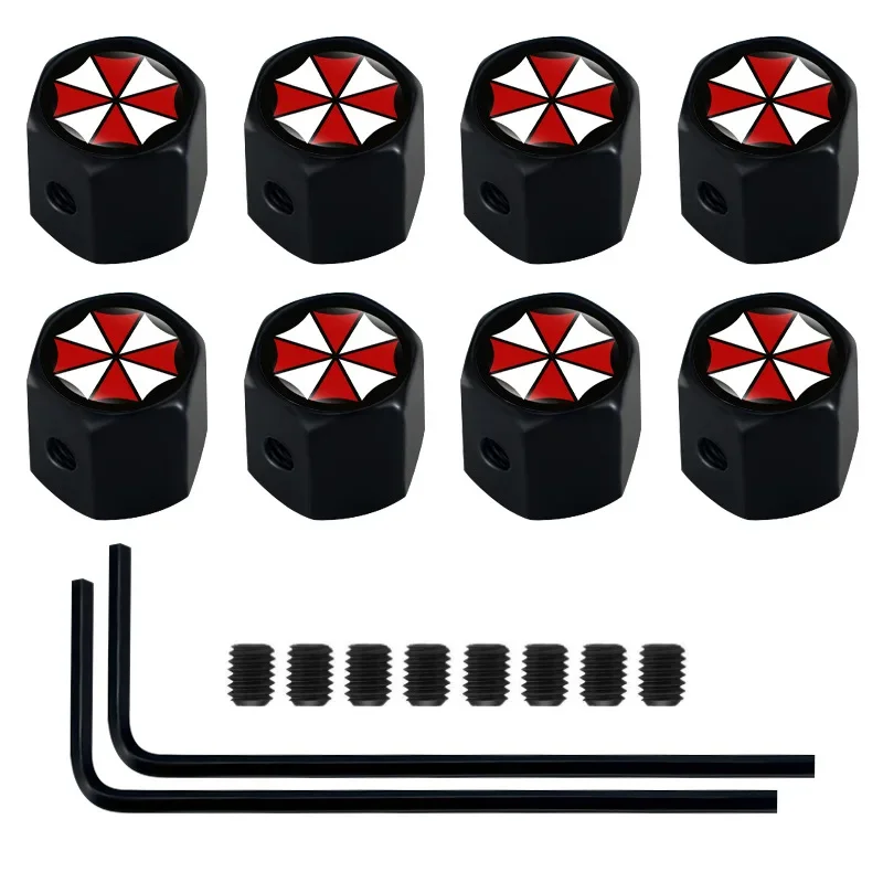 4Pcs Anti-Theft Wheels Valve Caps Covers Umbrella Corporation for Chevrolet Captiva Niva Aveolacetti Sonic Spark Cruz Ford Focus