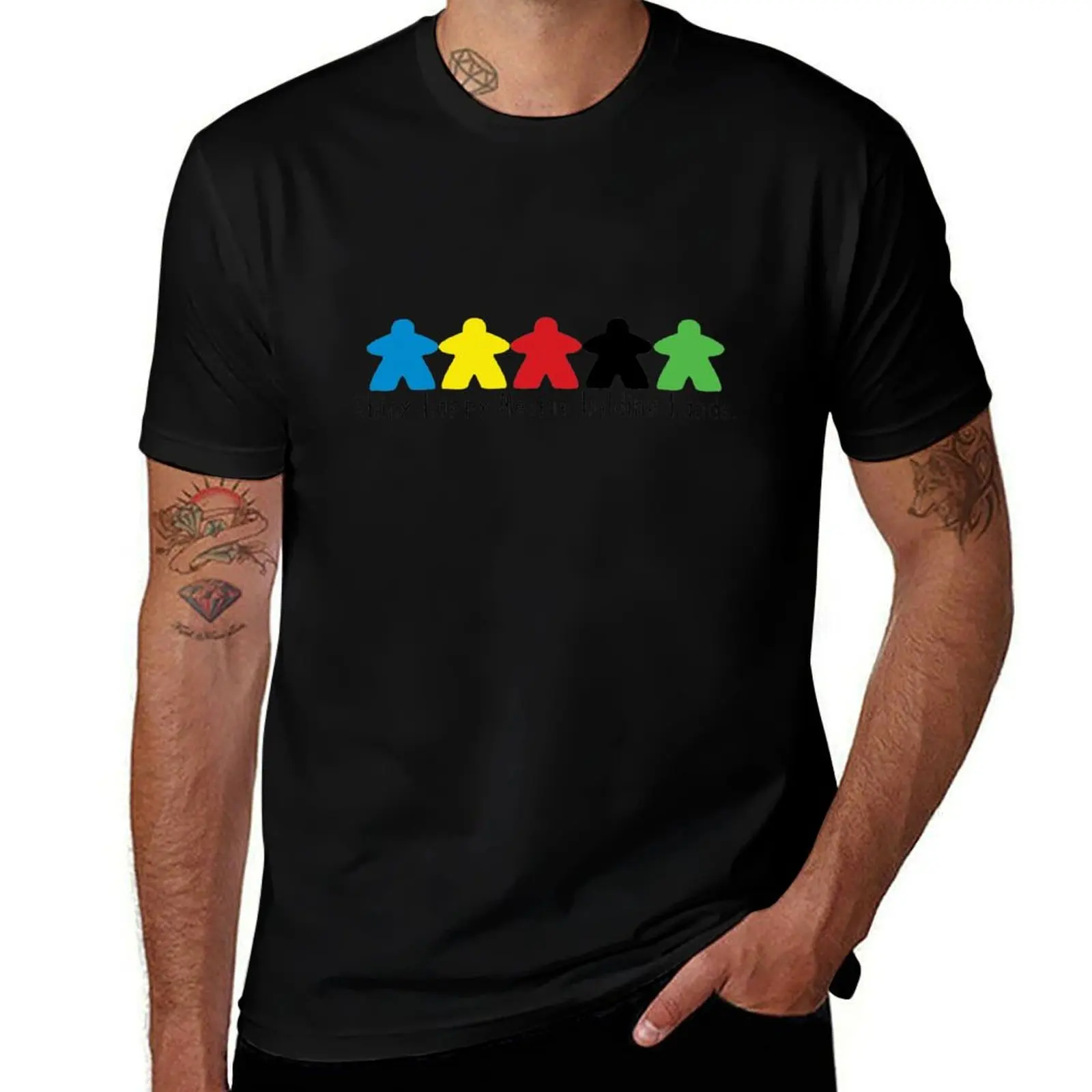 Happy Meeple T-Shirt custom t shirt blacks boys animal print graphics Men's clothing