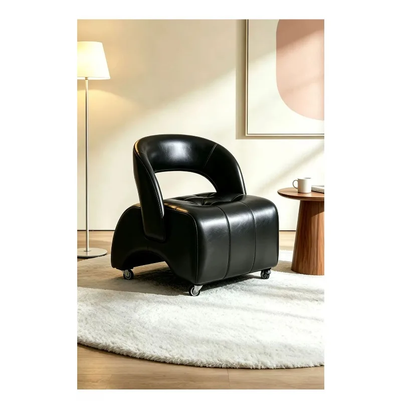Wheeled Low Stool with Casters, Mobile Sofa Stool with Backrest for Home Living Room Shoe Changing