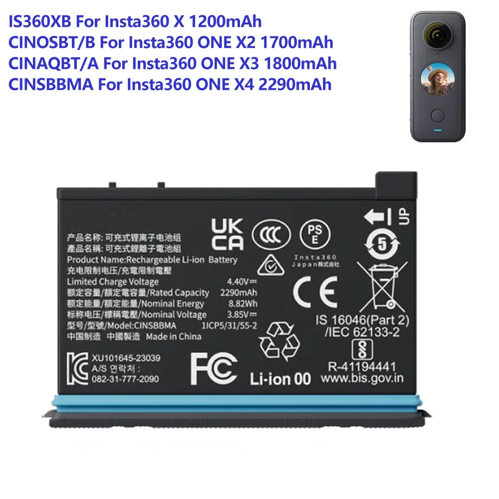 Battery For Insta360 ONE X2 X3 ONE X ONE X4 CINOSBT/B CINOSBT/A CINSBBMA Rechargable Batteries 1630mAh