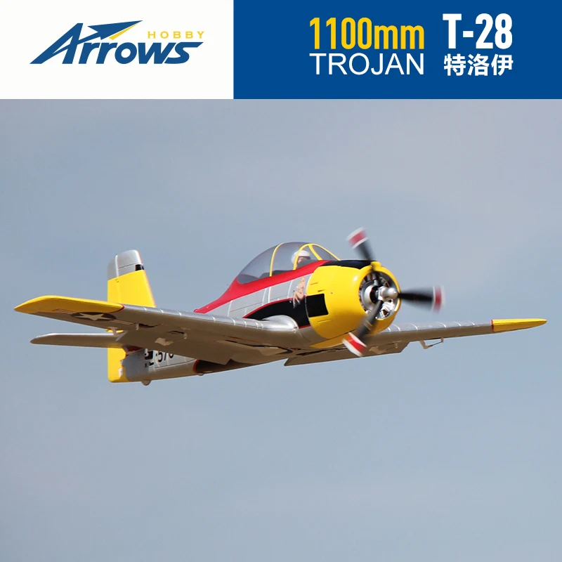 

Синяя стрела 1100 мм T-28 Модель с дистанционным управлением Истребитель Собранная модель самолета с фиксированными крыльями Однокрылый электрический самолет T28 Игрушка