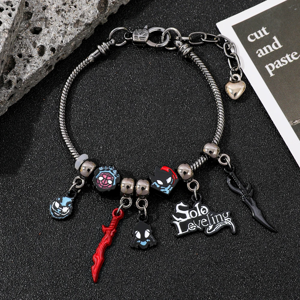 أنيمي سولو التسوية الأزياء سوار Kawaii الكرتون الخرز قلادة الإسورة سوار لمحبي اكسسوارات الهدايا