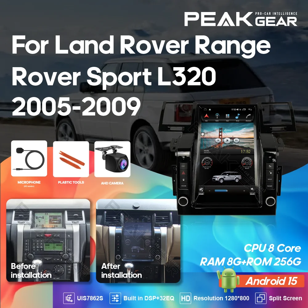 Android15 For Land Rover Range Rover Sport L320 2005-2009 Intelligent Multimedia Video Player Radio GPS 4G WiFi Carplay Auto