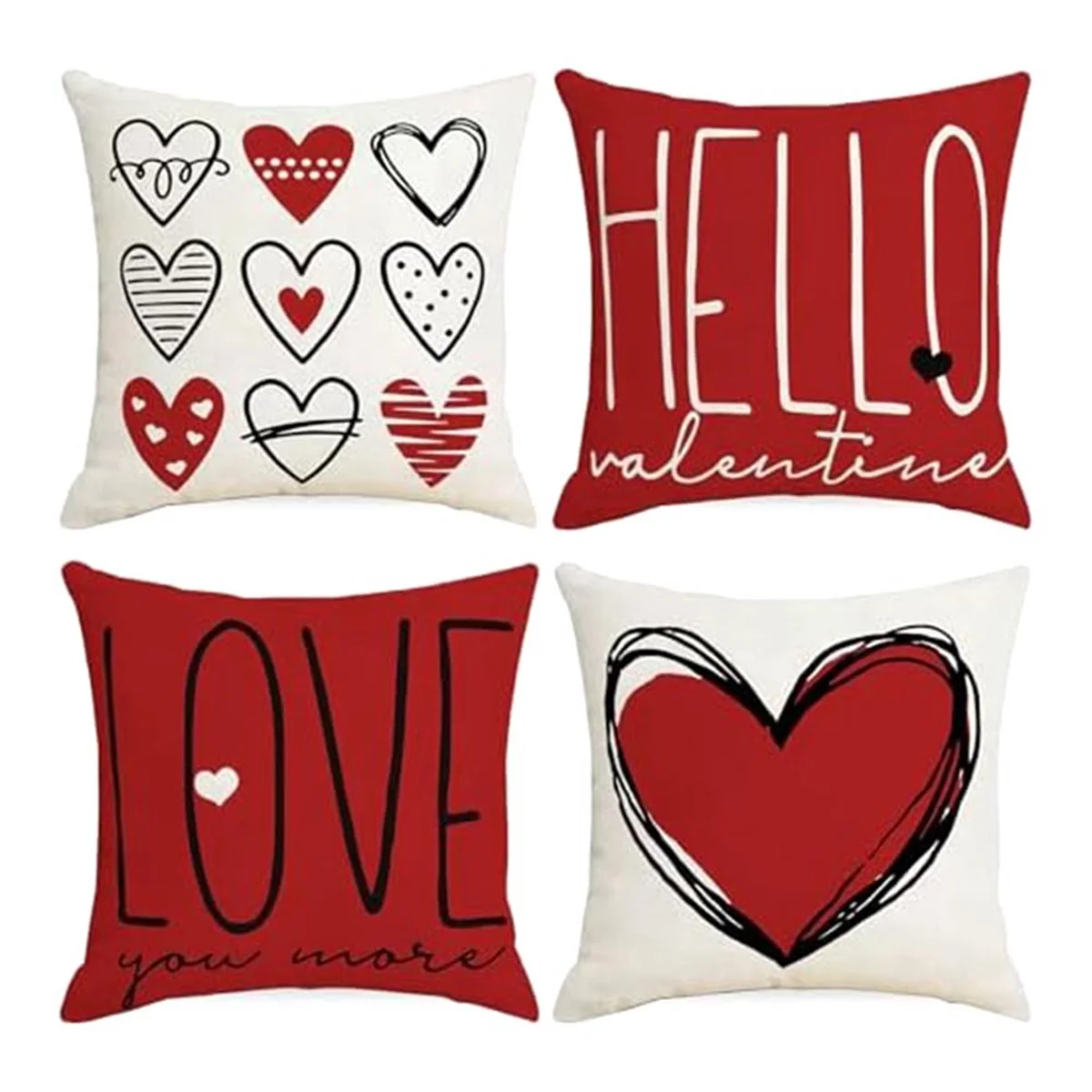 ABJS Valentines Pillow Covers Throw Pillow Covers Valentines Decor Set of 4 Pillow Covers Anniversary Wedding Cushion Decor