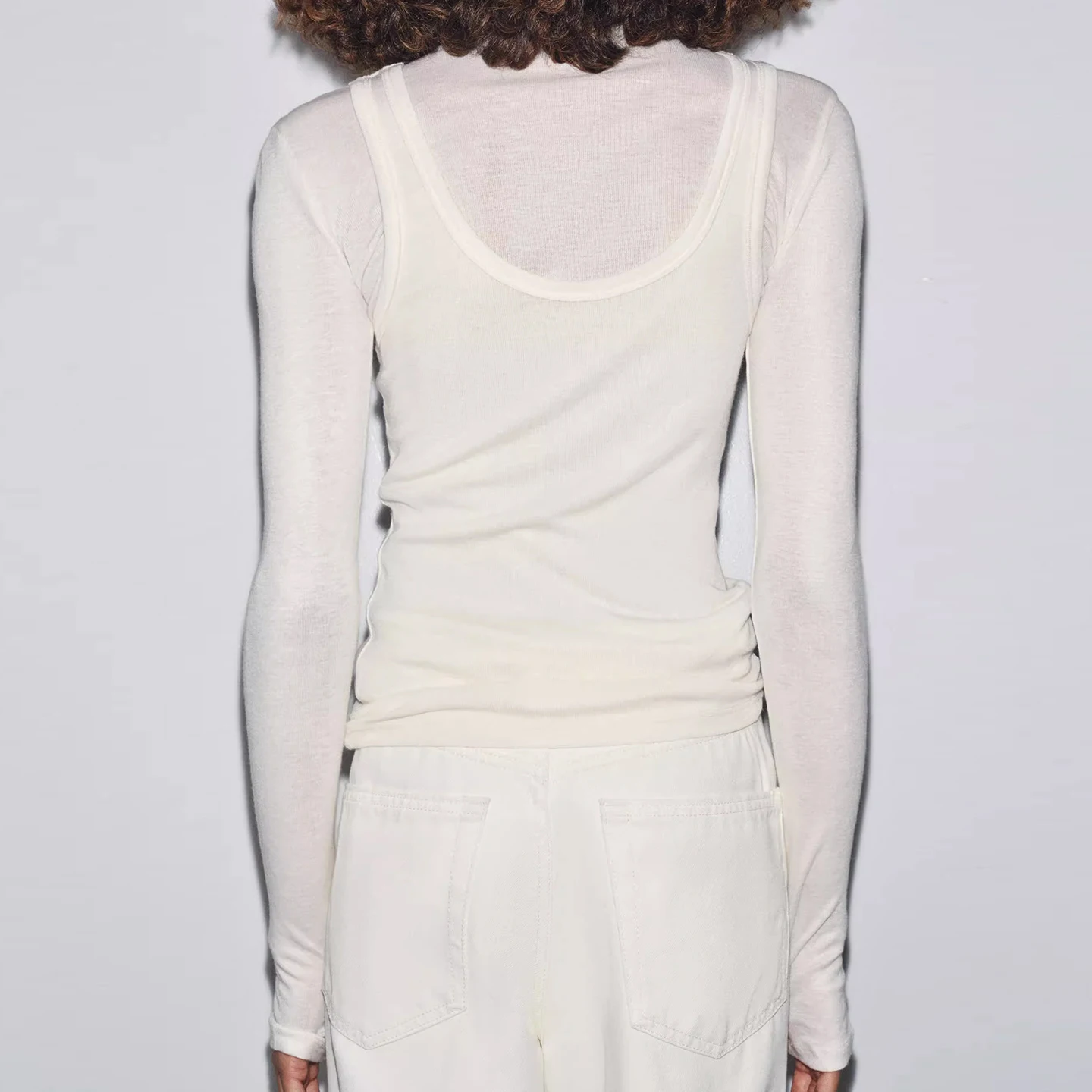 

Z Women's Faion Slim Fit High Collar Long Sve T-irt Mixed Yarn Layered Sle European Sle Knitted Top