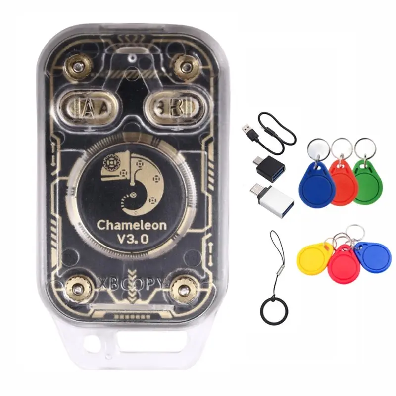 

Эмулятор считывателя смарт-чипов Chameleon V3.0 RFID 125K 13.56M, копировщик ID/IC карт и меток + 3 брелока XUID/CUID, NFC-считыватель/записыватель