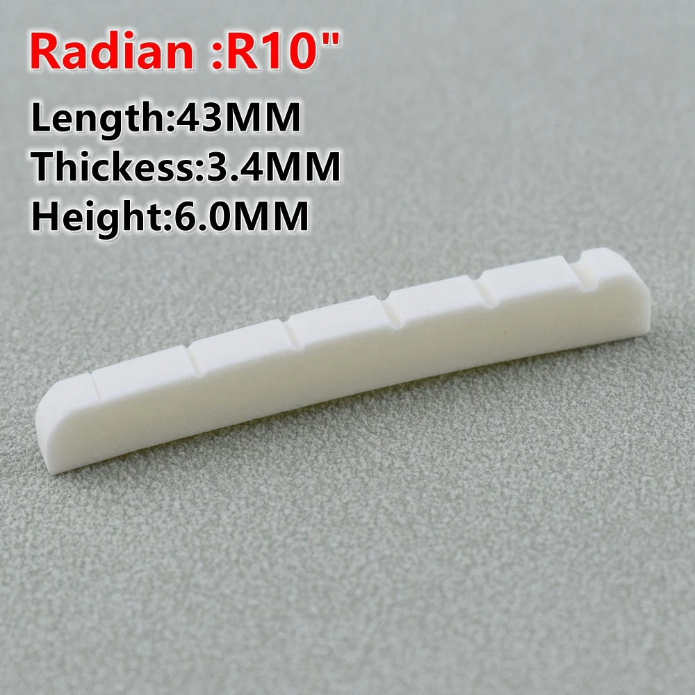 Real Slotted Bone Nut For  Electric Guitar  ( Bottom  Flat / R7.25 / R10   42MM/43MM*3.4MM*6MM )