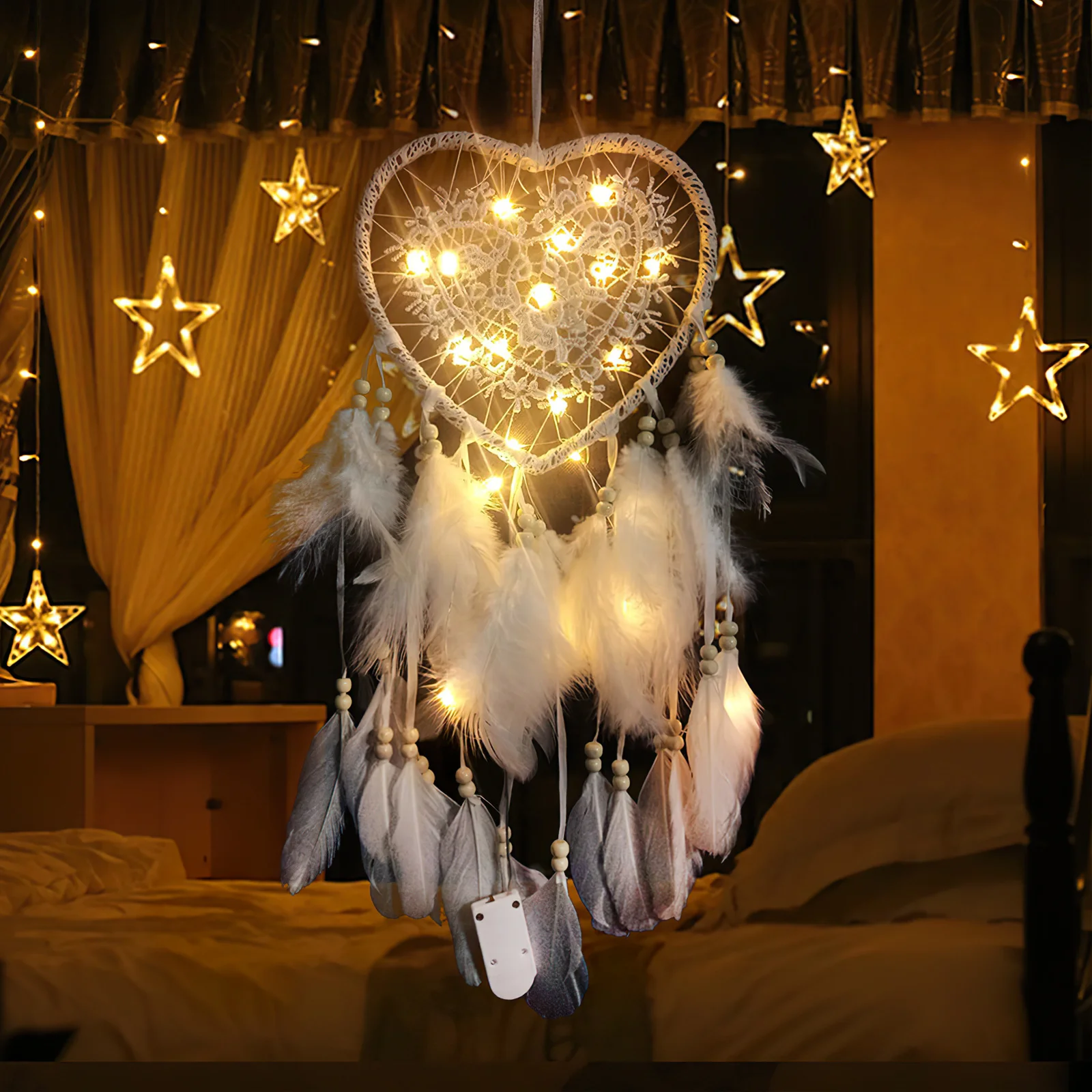 

20 pcs Dream Catcher Materials Heart Shape Acrylic Rings Handmade Crafting Accessories Diy Hanging Ornaments Decor Supplies