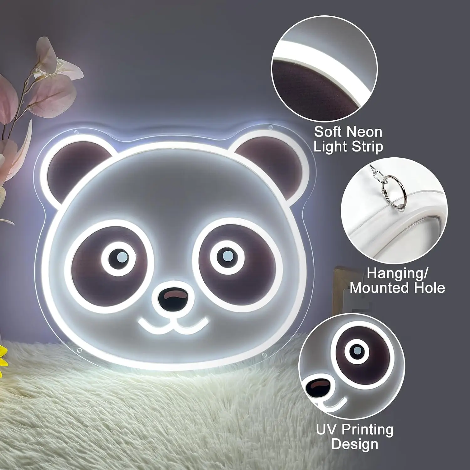Cute Panda LED Neon Sign USB Powered Neon Light Kids Bedroom Nursery Playroom Bar Cafe Decoration Gift  Atmosphere Lamp