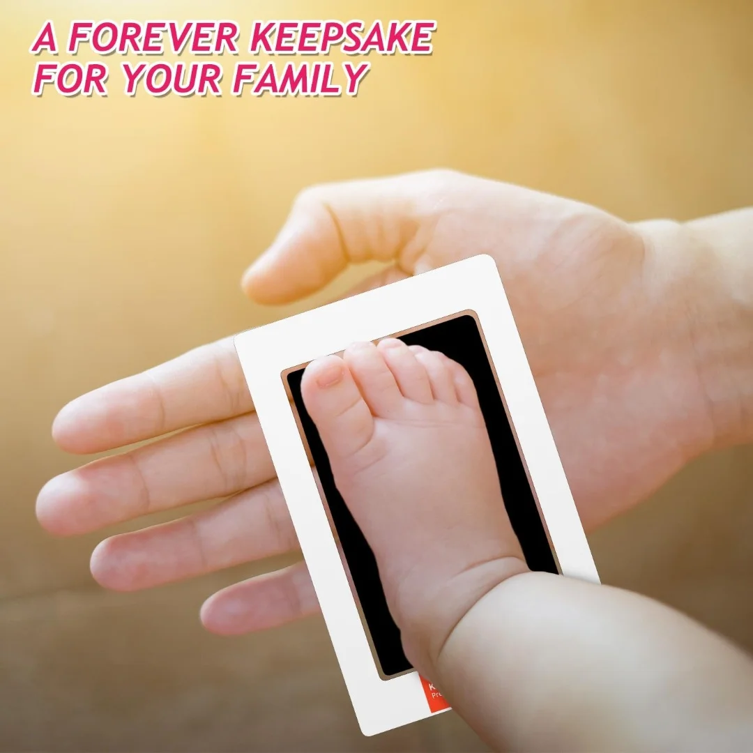 Kit de huella de mano y huella de bebé recién nacido, 1 almohadillas de tinta táctiles limpias, 2 tarjetas de impresión, sello de mano y pies sin tinta para mascotas