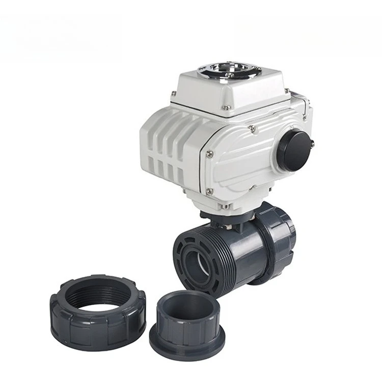 For COVNA plastic UPVC electric valve switch type adjustable double by valve 4 points DN15 ball valve