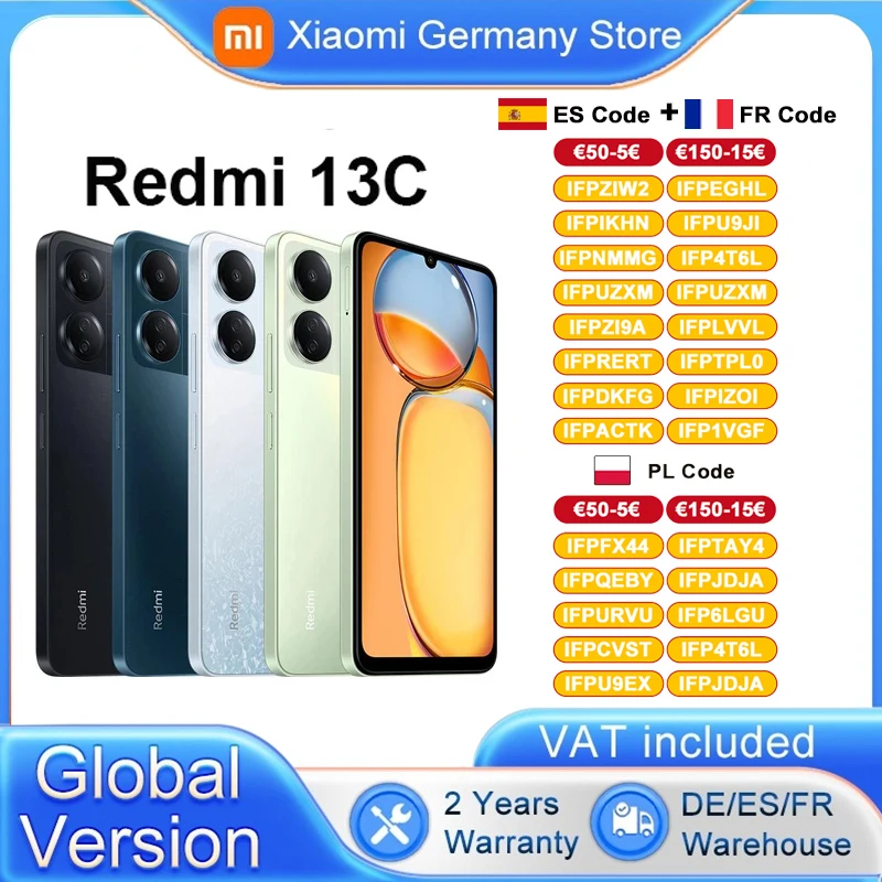 Globalna wersja Xiaomi Redmi 13C MTK Helio G85 Octa Core 6.74 \