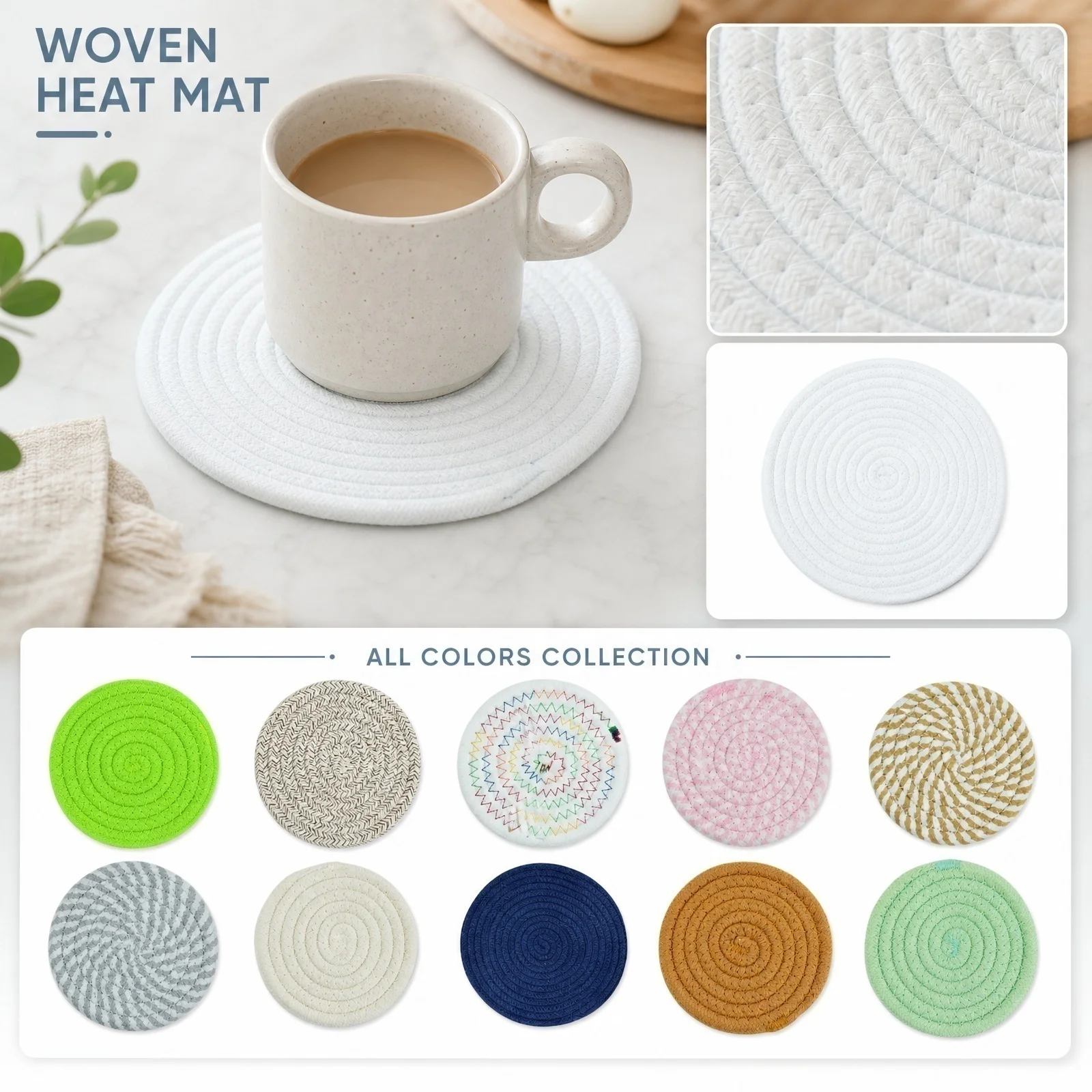 Woven Cotton Rope Table Mat Heat Resistant Placemat Anti-scald Pot Pad Cup Pads for Dining Table Kitchen Home Decor