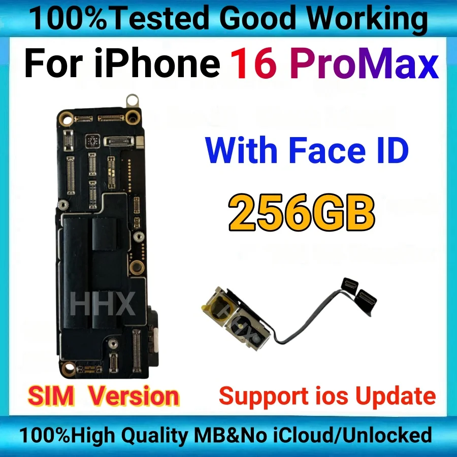 For iPhone 16 Pro Max Motherboard With Face ID Main Logic Board