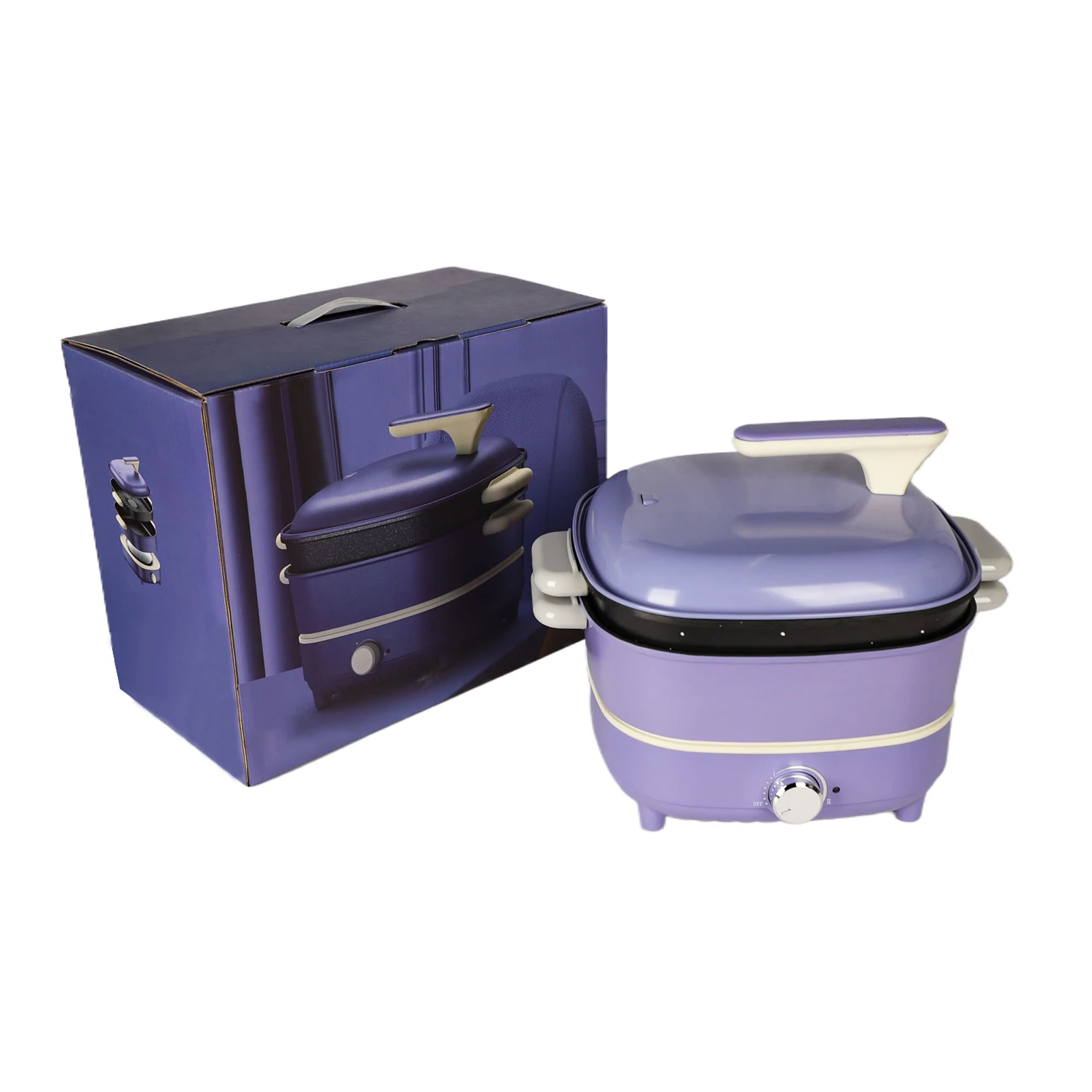 Multifunctional Electric Cooker 1350W 4L Non-Stick Square Hot Pot Frying Pan Energy Saver For Home Dormitory view 6