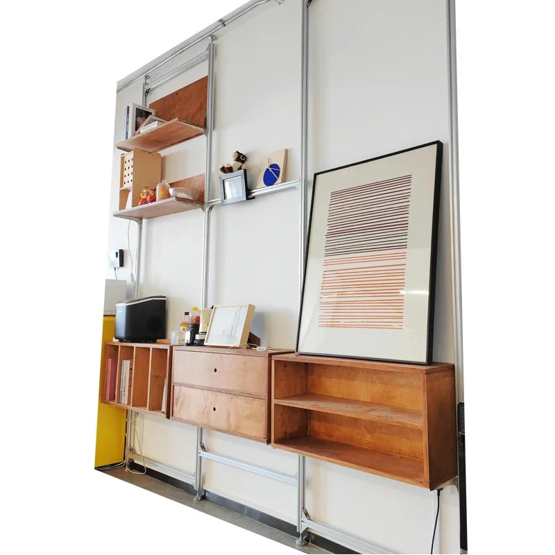 Estante aberta móvel, rack de armazenamento de sistema medieval, prateleira de alumínio para apartamento pequeno