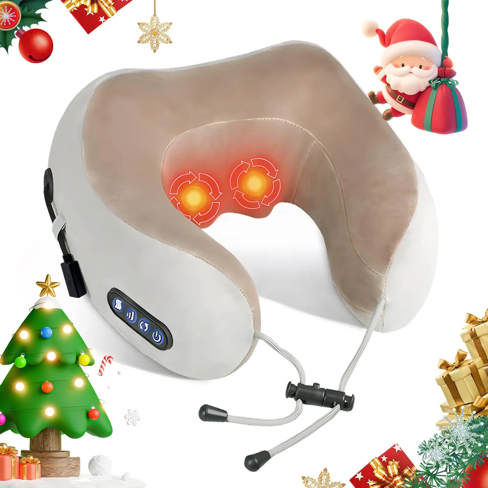 Portable U-Shape Neck Pillow Massage Machine Vibrater Shoulder Neck Muscle Relax Electric Massager Instrument USB Charging